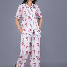 ao services Printed Pure Cotton Shirt & Trousers Night Suits-image-44