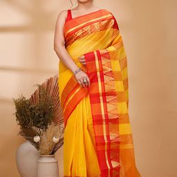 DipDiya Striped Zari Pure Cotton Taant Saree-picture-12