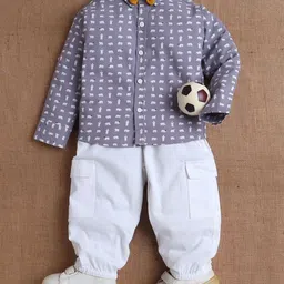 MeeMee Boys Printed Long Sleeves Shirt With Joggers-image-17