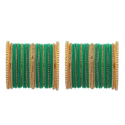 RIJOLI Set Of 54 Gold-Plated Cubic Zircon Studded & Beaded Designer Bangles image 2