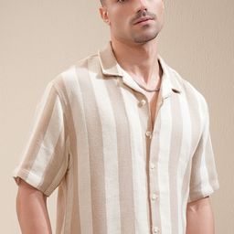 LOCOMOTIVE Luxe Men Dobby Textured Cuban Collar Relaxed Fit Shirt-picture-38