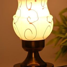 SOMIL White Printed Glass Cylindrical Shaped Table Lamp-image-99