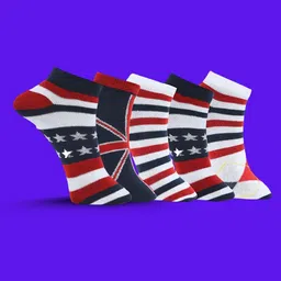 MJE Men Pack Of 5 Patterned Ankle Length Socks-image-47