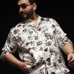 Instafab Plus Men Plus Size Comfort Fit Floral Printed Spread Collar Cotton Casual Shirt-picture-26