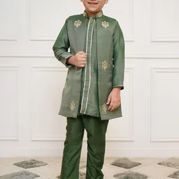 VASTRAMAY Boys Floral Embroidered Regular Kurta with Pyjamas-8