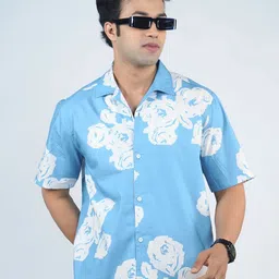 Eszett Floral Printed Cuban Collar Pure Cotton Shirt-image-81