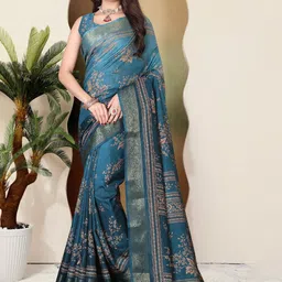 SUPERLAXMI Floral Zari Silk Blend Saree-image-52