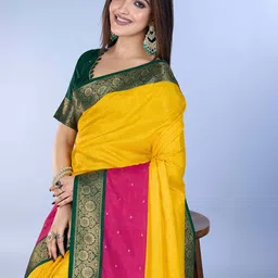 TASRIKA Striped Zari Silk Blend Saree-picture-17