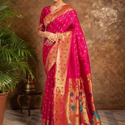 KALINI Ethnic Motifs Woven Design Zari Paithani Saree-picture-12