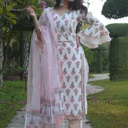 Moda Rapido Women Floral Printed Regular Kurta with Trousers & With Dupatta-18