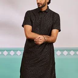 VASTRAMAY Men Geometric Embellished Sequinned Pathani Kurta-picture-57
