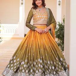 Ethnic Yard Embroidered Ready to Wear Lehenga & Blouse With Dupatta-17