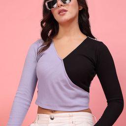 Rigo Women Colourblocked V-neck Cotton Crop Top-picture-11