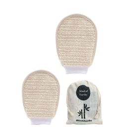 Kind of Earthy Set Of 2 Natural Bath Exfoliating Scrubber Glove With Reusable Potli Pouch-11