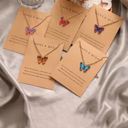 DIVASTRI Set Of 5 Gold-Plated Butterfly Shaped Pendant with Chain-picture-19
