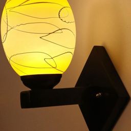 1ST TIME Yellow & White Glass Textured Cylinder Shaped Decorative Wall Lamp-picture-1