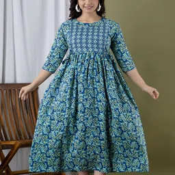 BAESD Women Floral Printed Gathered Or Pleated Maternity Midi Dress-image-50