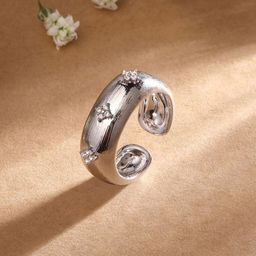Cierra Silver Plated Stone-Studded Adjustable Finger Ring-image-22