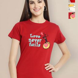 Metronaut Women Pack of 3 Typography Printed Round Neck Cotton T-shirts-image-89
