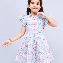 PINK MERMAID Girls Print Fit & Flare Dress-image-9