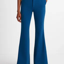 SASSAFRAS Women Solid Self Design Regular Fit Mid-Rise Bootcut Trousers-image-93