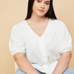 max Women Plus Size Self Design Puff Sleeve Top-85