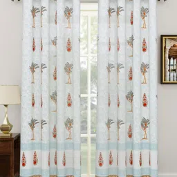 Myntra Elegant Homes Grey & Blue Set of 2 Ethnic Motifs Door Curtain-4