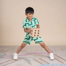 LIL DRAMA Boys Printed Shirt with Shorts-image-86