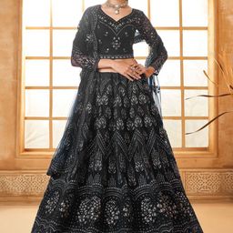 Cute fellow Embroidered Semi-Stitched Lehenga & Unstitched Blouse With Dupatta-image-60