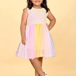 Shrithi Fashion Fab Girls Embroidery Net A-Line Dress-image-23