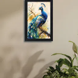 RANDOM Teal & Off White Synthetic Wooden Birds & Animals Wall Art-image-38