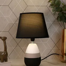 TAYHAA Black & White Ceramic Contemporary Frustum Shaped Table Lamp-image-45