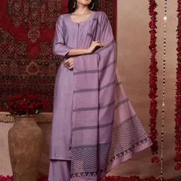 Anni Designer Round Neck Straight Kurta with Palazzos & Dupatta-image-14