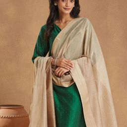 Fabindia Striped Zari Cotton Silk Dupatta-picture-42