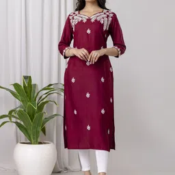 NISHABD Women Floral Printed Daily Straight Kurta-image-26