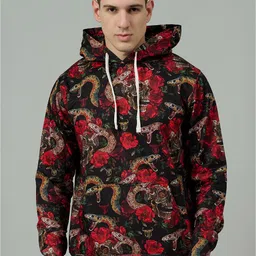GO DEVIL Men Floral Printed Hooded Sweatshirt-image-25