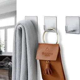 upkaranwale Grey Stainless Steel Adhesive Wall Hooks-39