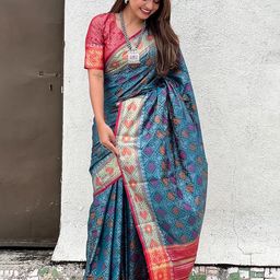 all about you Ethnic Motifs Woven Design Pure Silk Patola Saree-picture-24