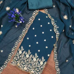 LeeliPeeri Designer Floral Embroidered Sequinned Georgette Unstitched Dress Material-picture-34