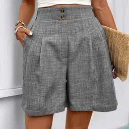 KPOP Women Solid Regular Fit Above Knee Shorts-image-68