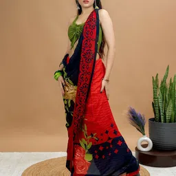 HELLA FASHIONS Floral Printed Saree with Blouse Piece-picture-18