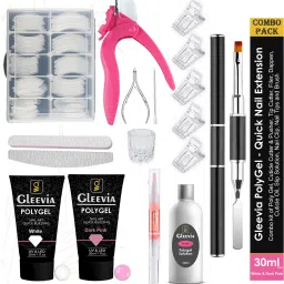 Nail Art Quick Building - Quick Nail Extension Gel Dark Pink & White (Combo Kit)-30