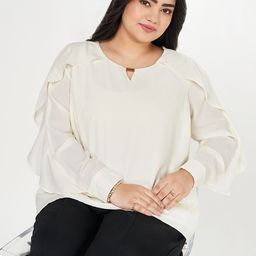 Honey Curvytude by Pantaloons Women Plus Size Ruffle Top-15