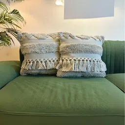 LUSHLYF Grey Set of 2 Geometric Square Cushion Covers-picture-2