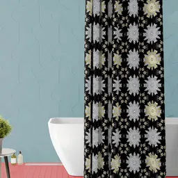 ArtzFolio Black & Blue Ethinic Motifs Printed Waterproof Shower Curtain-picture-12