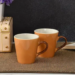CLIO'S HERITAGE STORE Brown 2 Pieces Ceramic Glossy Mugs 300ml Each-image-90