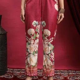 Vishudh Floral Printed Regular Notch Neck Kurta With Palazzos And Dupatta image 5