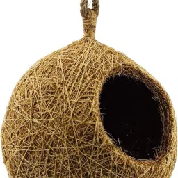 Natural Jute Bird Nest for Cages, Cozy & Safe Nesting Solution For Birds(1 Nest) Bird House-1