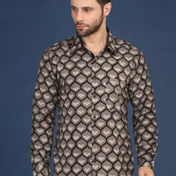 Taavi Handblock Men Ethnic Printed Pure Cotton Shirt-image-99