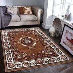 Samjeeda Handloom carpets Black Geometric Anti-Skid Polyester Carpet-image-79